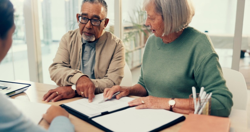 Family consulting an attorney about blended family estate planning